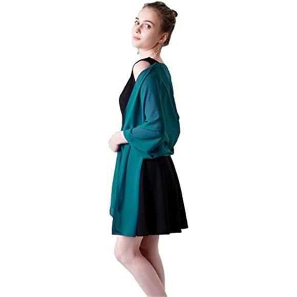 CHIFFON Scarves Shawls Wraps Soft Teal Blue - Picture 2 of 5